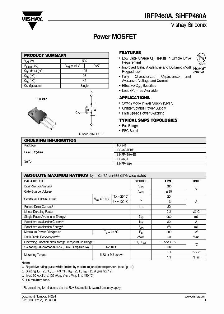 SIHFP460A-E3_5449957.PDF Datasheet