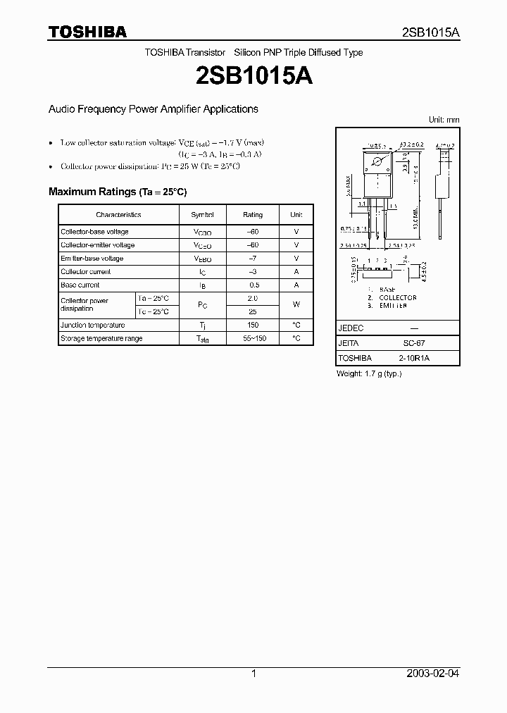 2SB1015A_5472842.PDF Datasheet