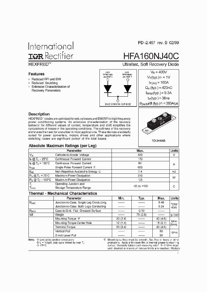 HFA160NJ40C_5550340.PDF Datasheet