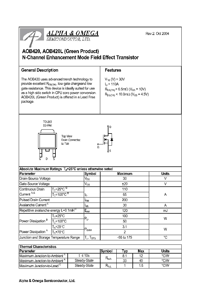 AOB420_5564254.PDF Datasheet