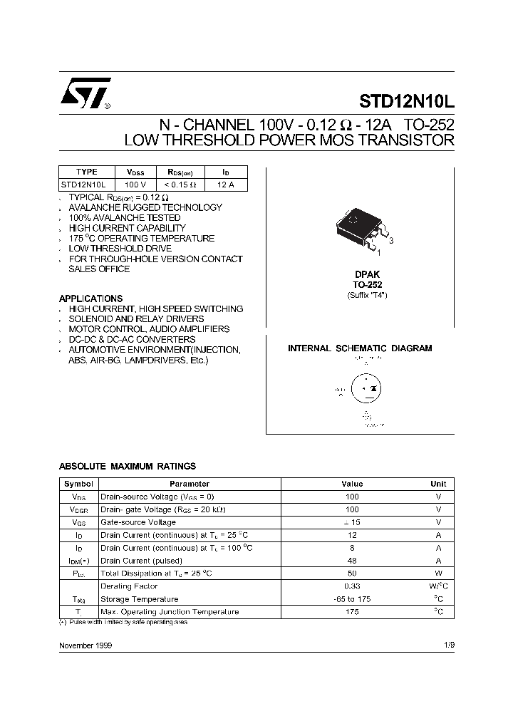 STD12N10L_5597267.PDF Datasheet