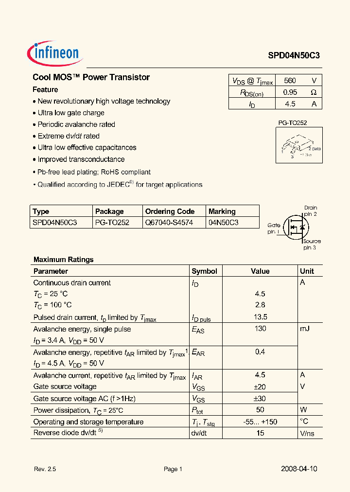 SPD04N50C308_5600513.PDF Datasheet