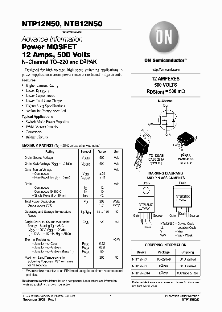 NTP12N50-D_5618839.PDF Datasheet