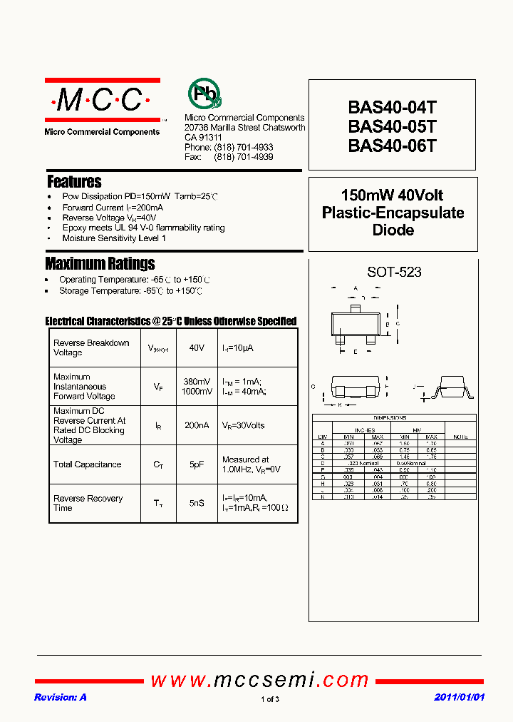 BAS40T-TP_5704577.PDF Datasheet