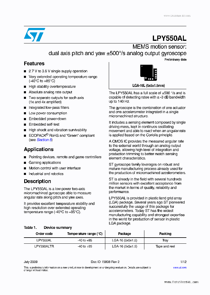 LPY550AL_5727217.PDF Datasheet
