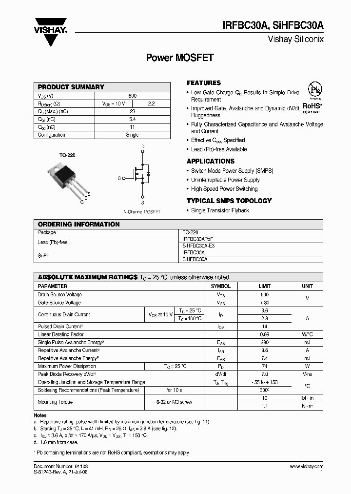 SIHFBC30A-E3_5767572.PDF Datasheet