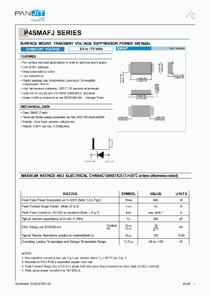 P4SMAFJ170A_5788077.PDF Datasheet