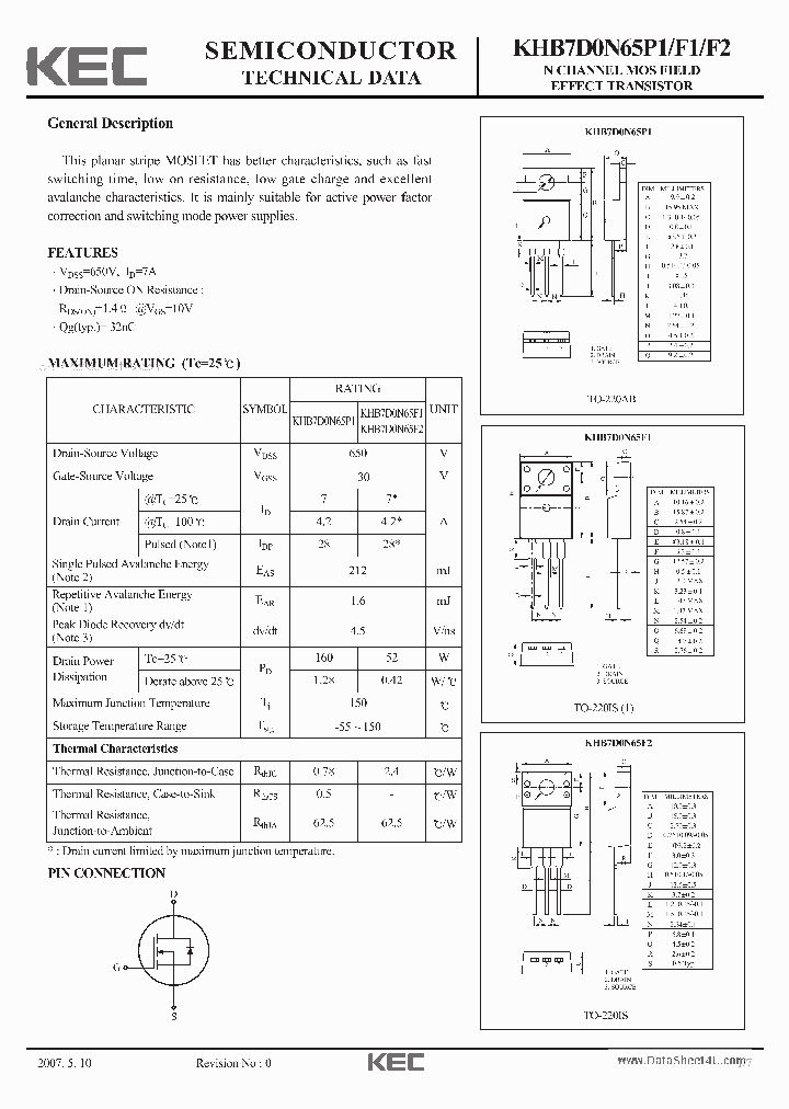 KHB7D0N65F2_5792278.PDF Datasheet