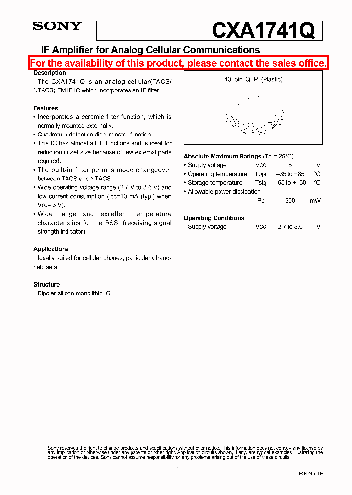 CXA1741Q_5793968.PDF Datasheet