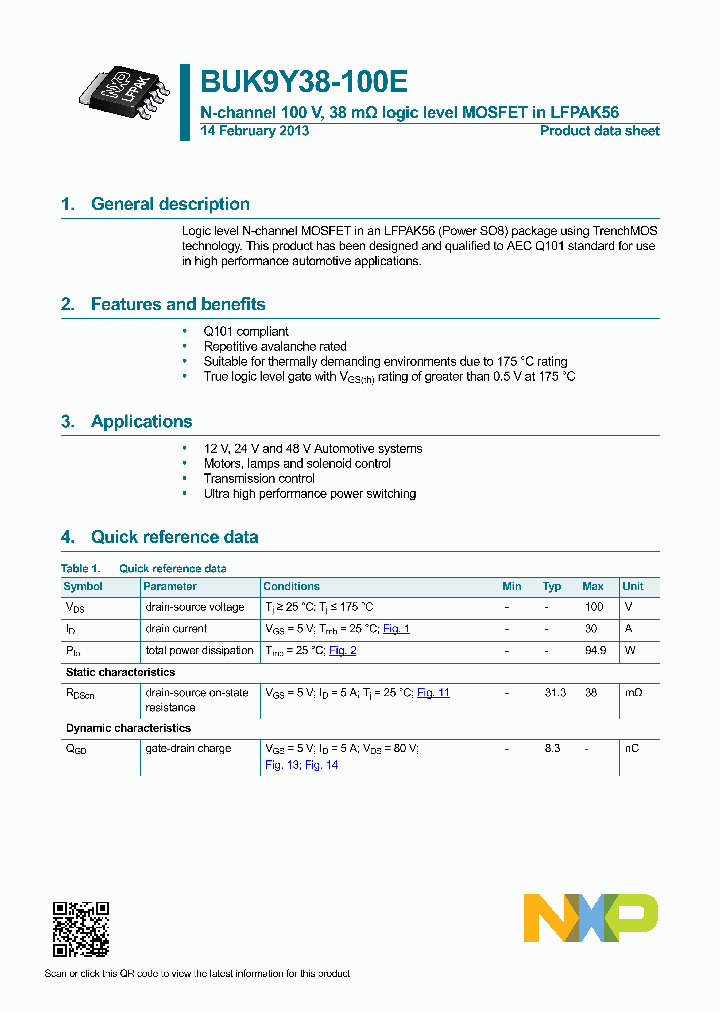 BUK9Y38-100E_5842808.PDF Datasheet
