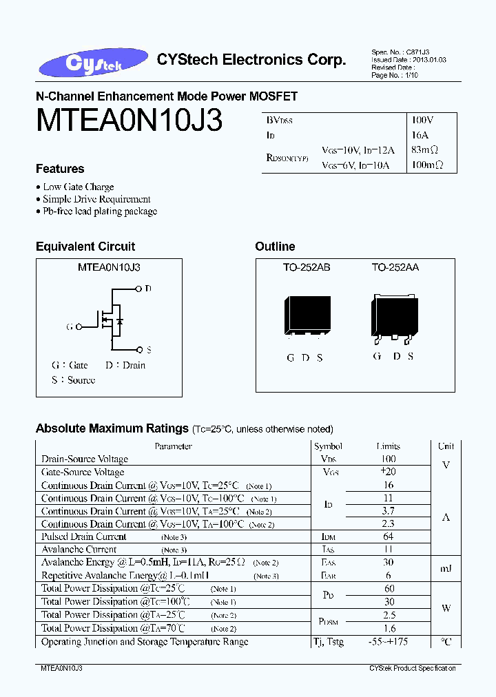 MTEA0N10J3_5857072.PDF Datasheet