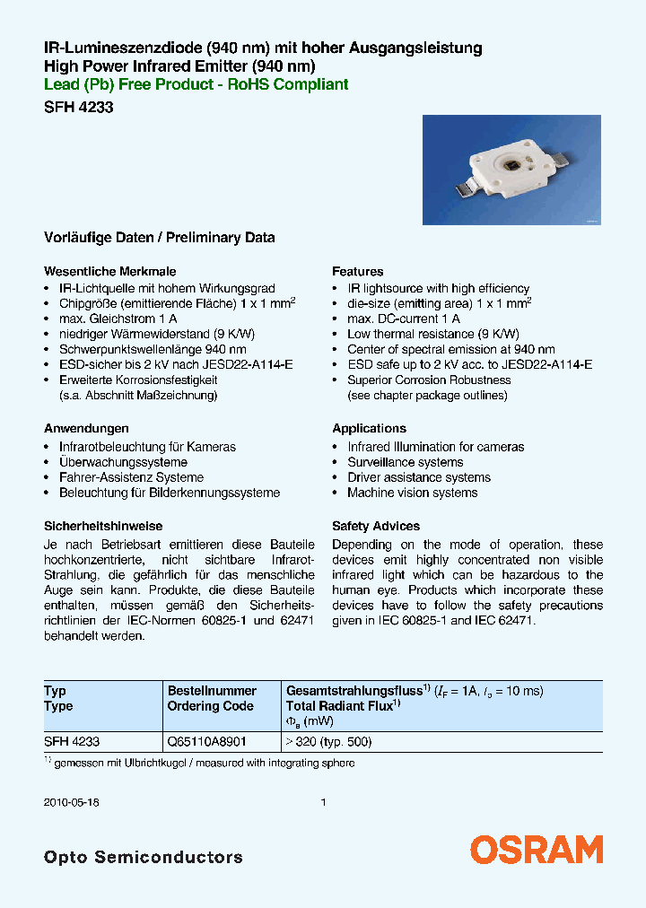 SFH4233_5880023.PDF Datasheet