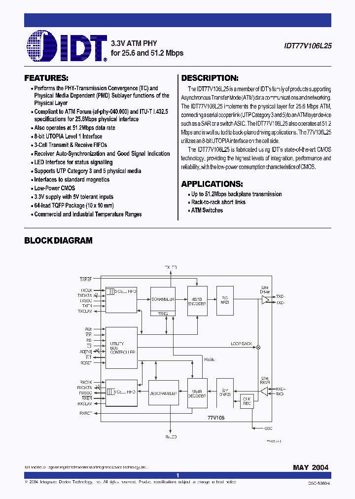 IDT77V106L25TFI_5881359.PDF Datasheet