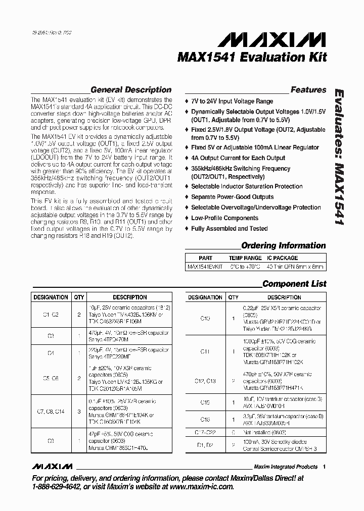 MAX1541EVKIT_5885124.PDF Datasheet