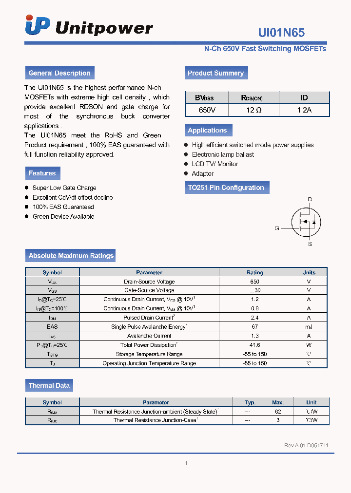 UI01N65_5935027.PDF Datasheet