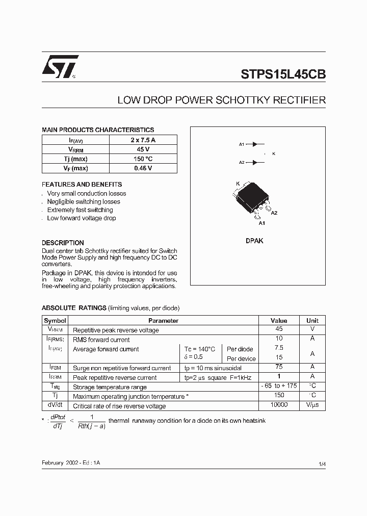 STPS15L45CB_5946825.PDF Datasheet