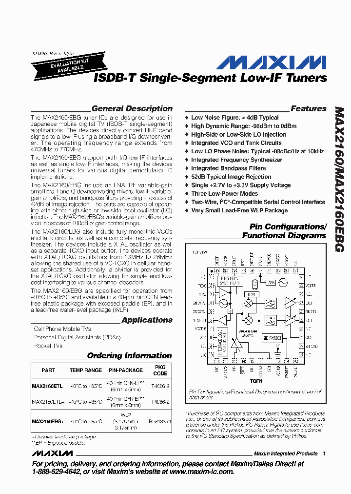 MAX2160EBG_6098309.PDF Datasheet