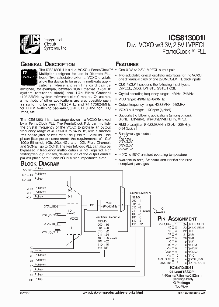 ICS813001AGI_6117608.PDF Datasheet