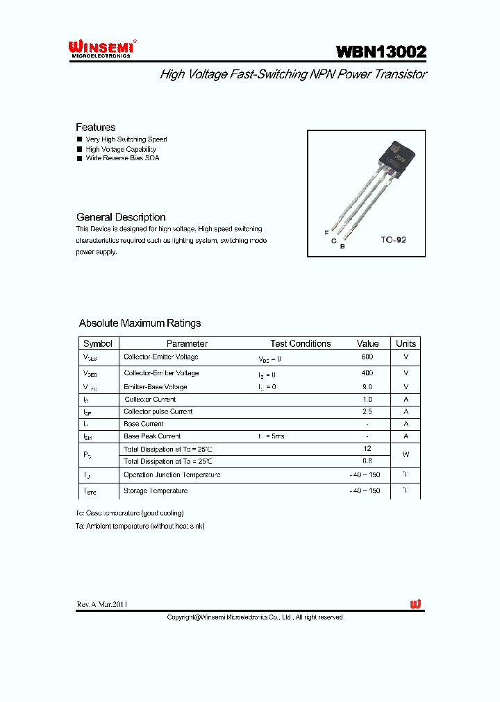 WBN13002_6170599.PDF Datasheet