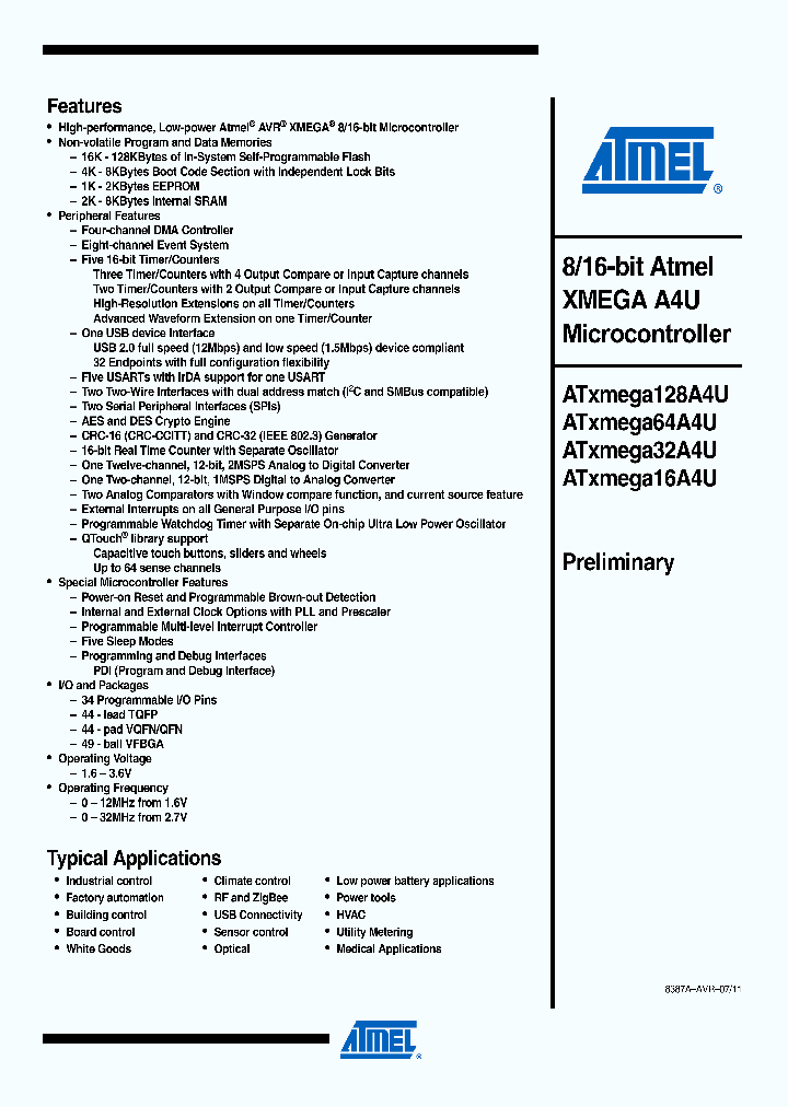 ATXMEGA32A4U-AU_6178214.PDF Datasheet
