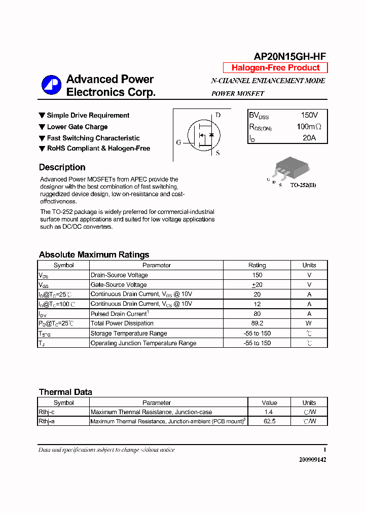 AP20N15GH-HF_6335315.PDF Datasheet