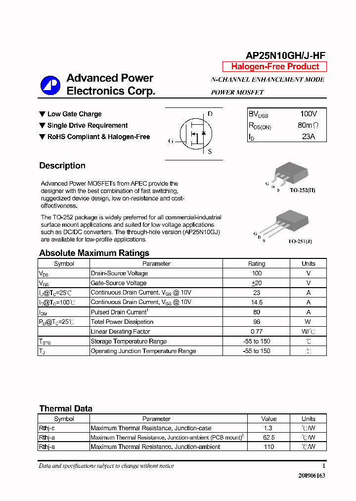 AP25N10GH-HF_6361998.PDF Datasheet