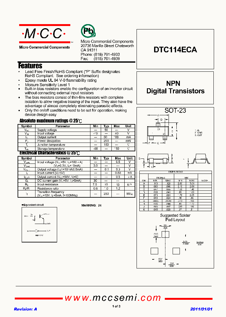 DTC114ECA11_6365038.PDF Datasheet
