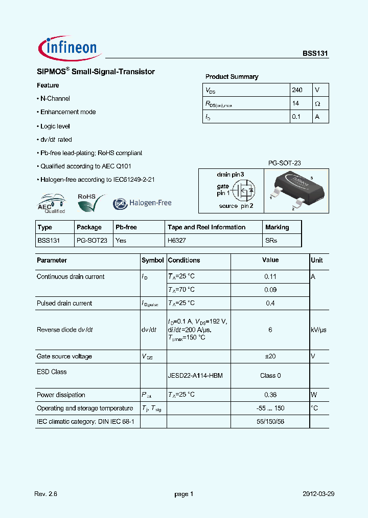 BSS131H6327_6369069.PDF Datasheet