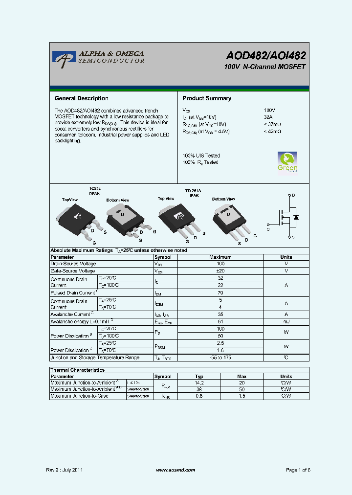 AOD482_6376411.PDF Datasheet