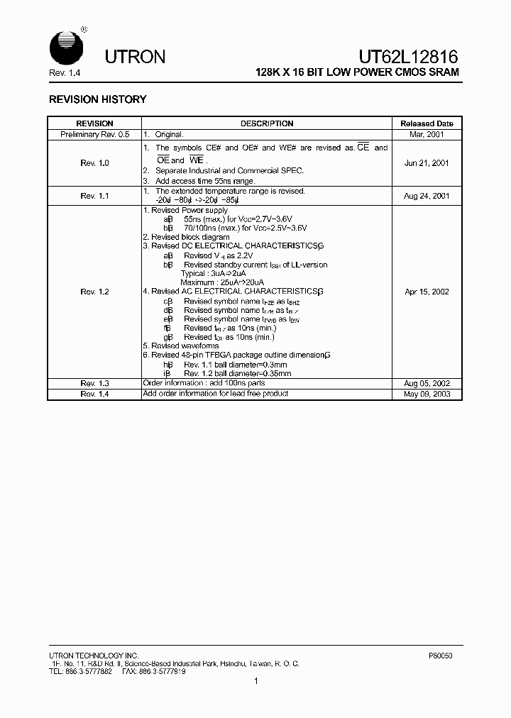 UT62L12816E_6382700.PDF Datasheet