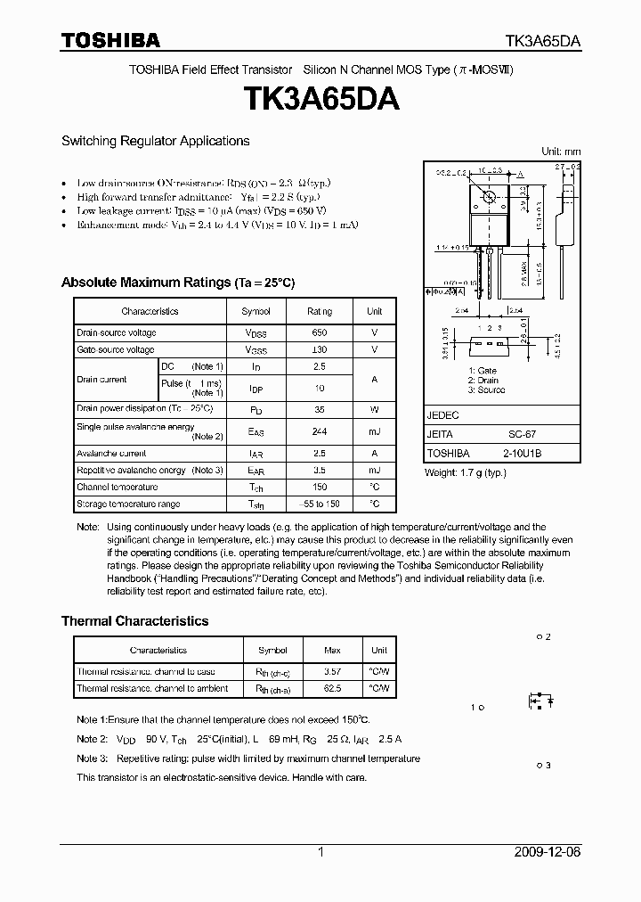 TK3A65DA_6465522.PDF Datasheet