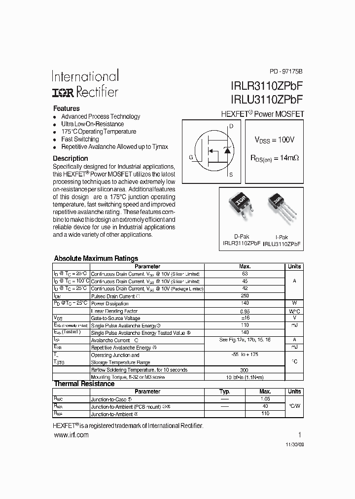 IRLR3110ZPBF09_6483577.PDF Datasheet