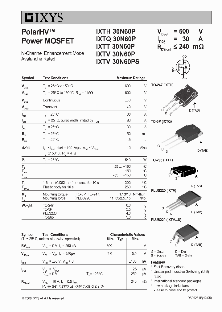 IXTQ30N60P_6483059.PDF Datasheet