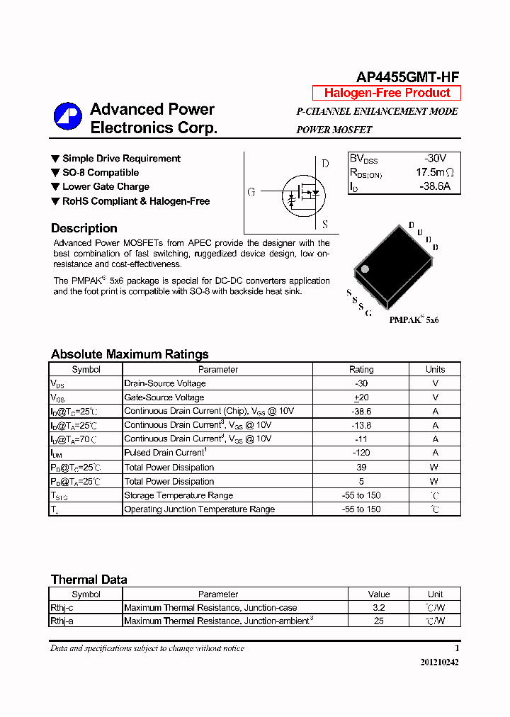 AP4455GMT-HF_6507274.PDF Datasheet