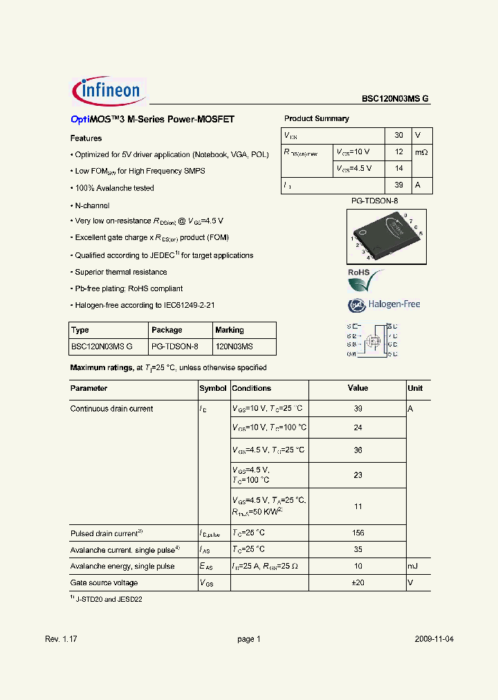 BSC120N03MS-G_6518183.PDF Datasheet