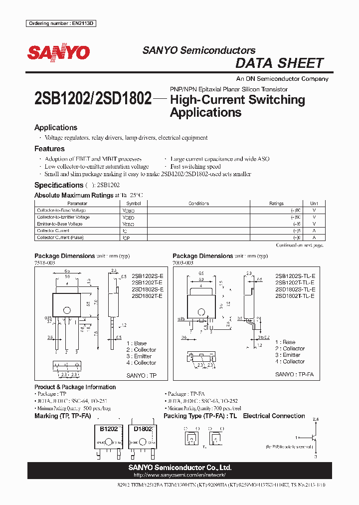 2SB1202T-TL-E_6525008.PDF Datasheet