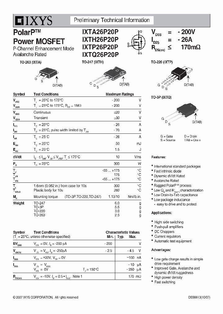 IXTA26P20P_6582905.PDF Datasheet