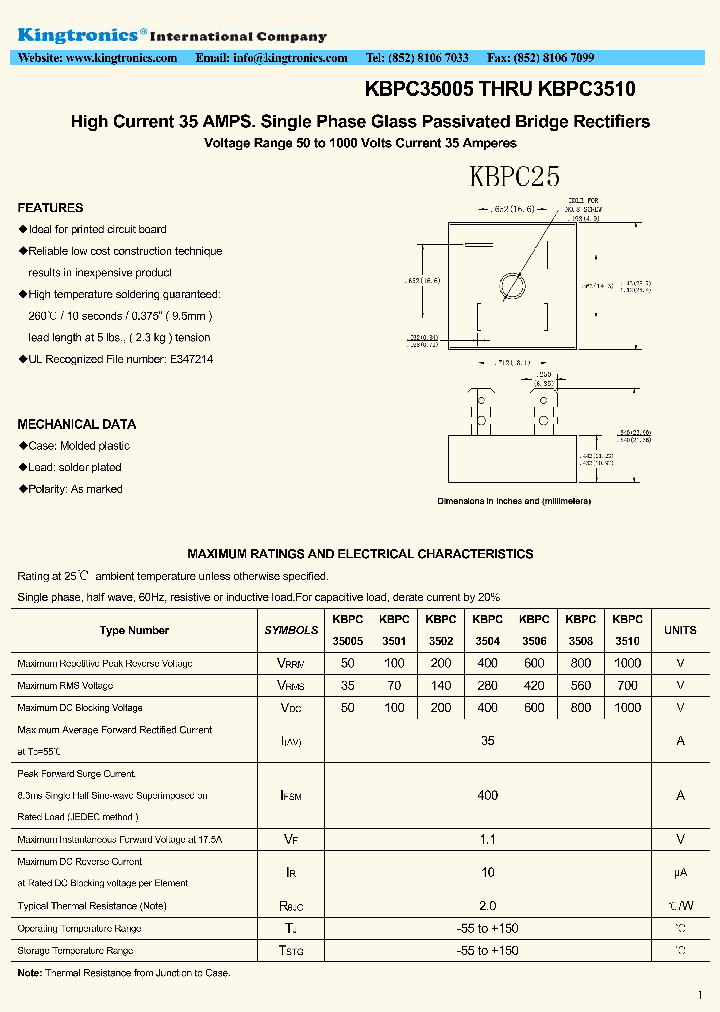 KBPC35005-KBPC3510_6605694.PDF Datasheet