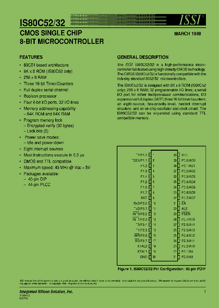 IS80C52-20PL_6618601.PDF Datasheet