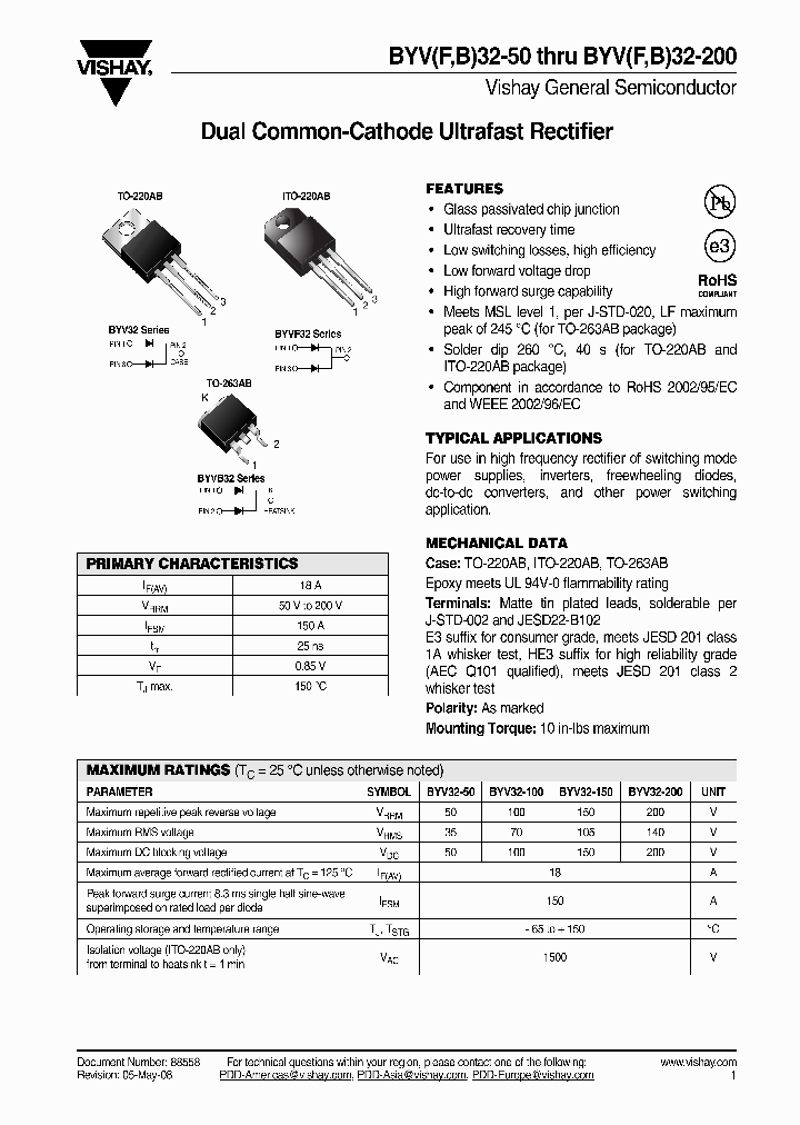 BYVB32-100-E381_6623733.PDF Datasheet
