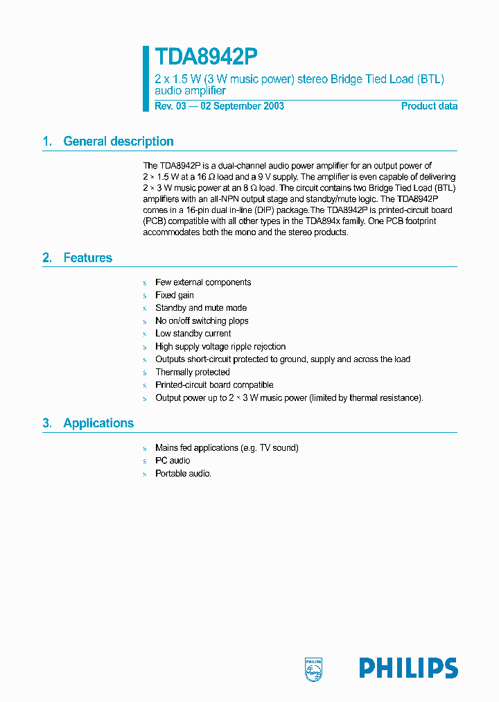 TDA8942PN1112_6626712.PDF Datasheet