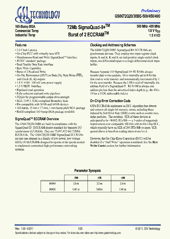GS8672Q20BE-500IT_6627386.PDF Datasheet