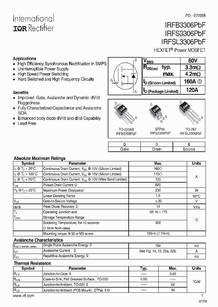 IRFB3306PBF_6638792.PDF Datasheet