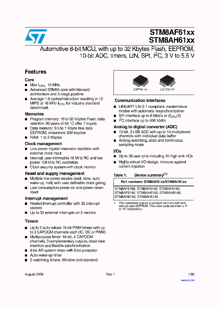 STM8AF6168TCXXXU_6671308.PDF Datasheet