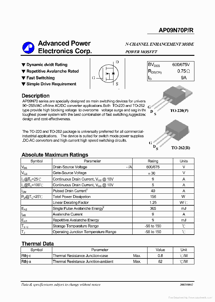 09N70P_6832815.PDF Datasheet