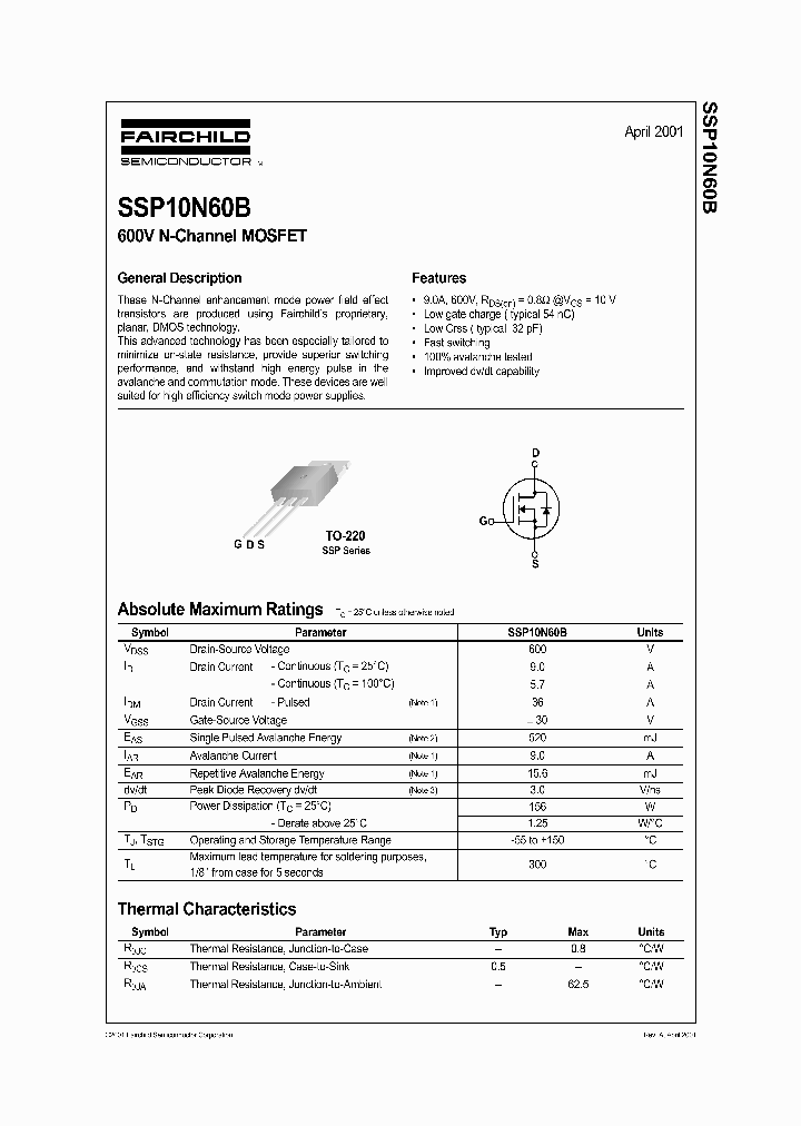 FAIRCHILDSEMICONDUCTORCORP-SSP10N60BJ69Z_6694905.PDF Datasheet
