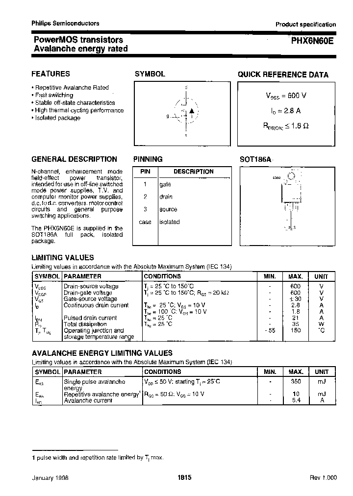 NXPSEMICONDUCTORS-PHX6N60E127_6708396.PDF Datasheet