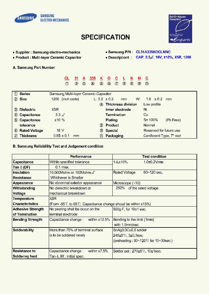 CL31A335KOCLNNC_6933152.PDF Datasheet