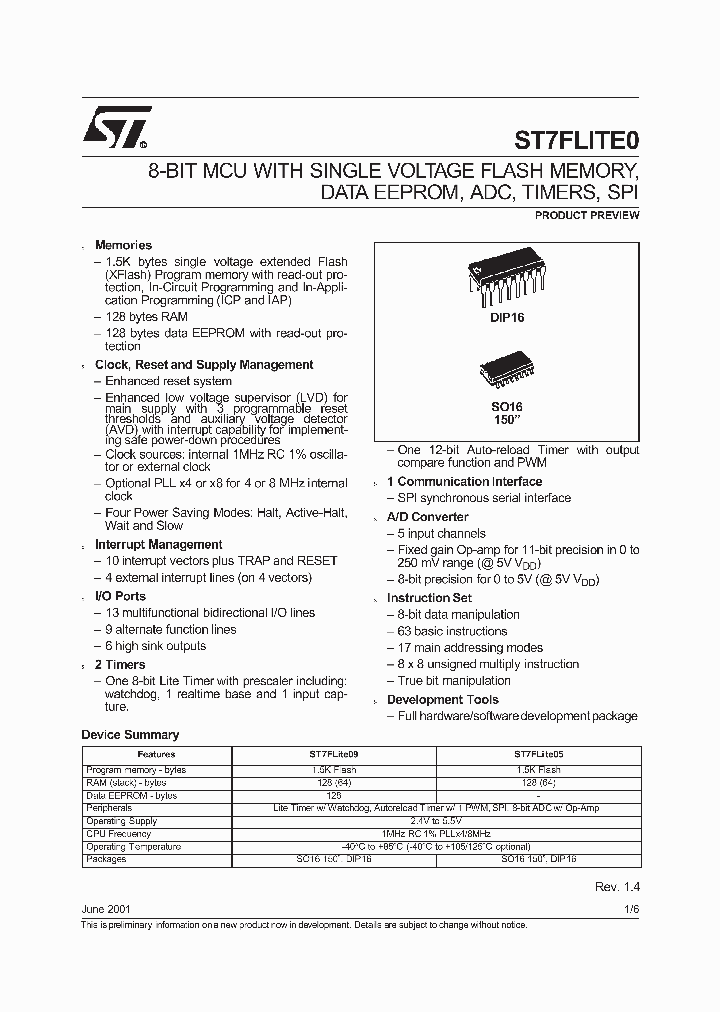 ST7FLITE05M6_6713267.PDF Datasheet