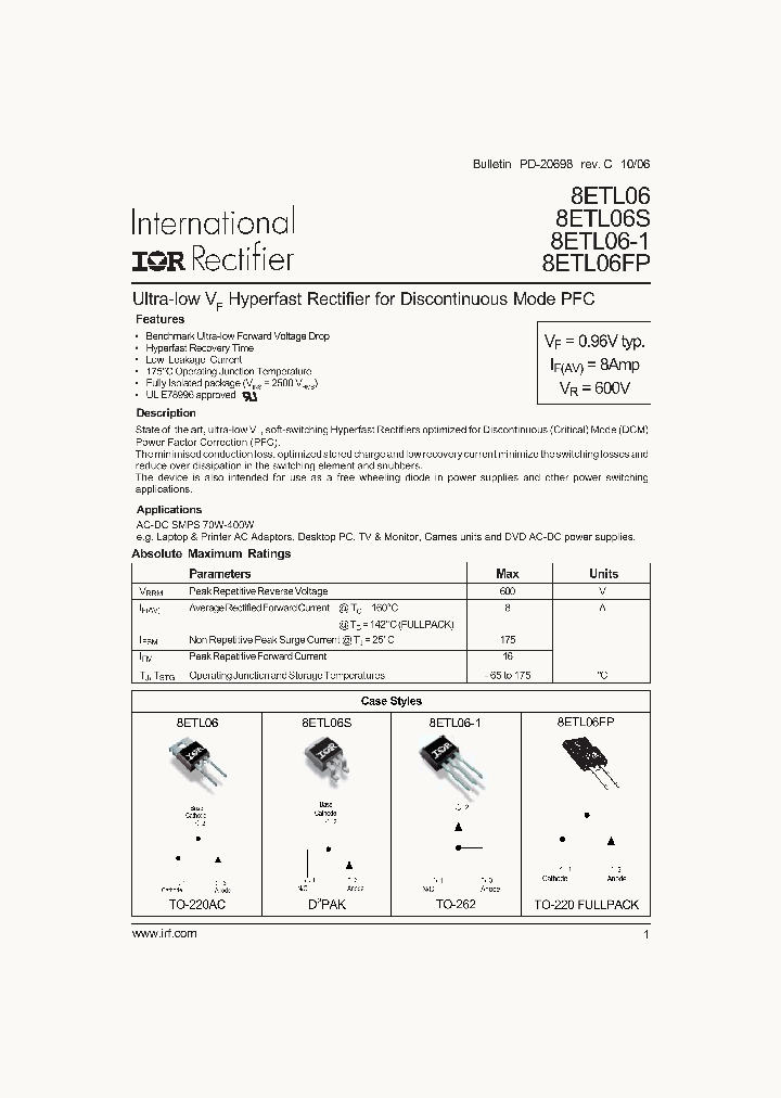 8ETL06-1PBF_6713965.PDF Datasheet